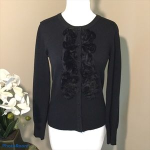 YAL New York Black Rosettes Cardigan Sweater Med